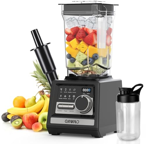 OMMO 2L Mixeur Blender Professionnel, 1800W Smoothie Mixer avec 9 Contrôles de Vitesse Pour la Glace Pilée, Shakes, Boissons Congelées et Fruits, Sans BPA
