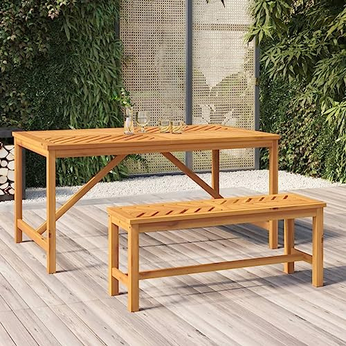 IBUQDDV Gartenbank 110 cm Massivholz Akazie mit Fischgräten-Design für Terrasse und Garten, Robuster Rahmen aus Tropenholz für Langlebigkeit und Stabilität, Wetterfeste Outdoor