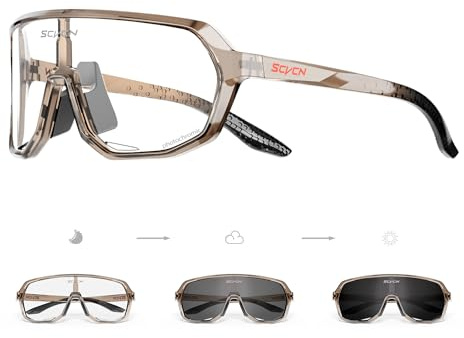 SCVCN Selbsttönend Polarisiert Fahrradbrille Sportbrille Herren Damen S63 | Radsport Radfahren UV400 Schutz MTB Laufen Radbrille Bergsteigen Wandern BMX und andere Outdoor Sportarten