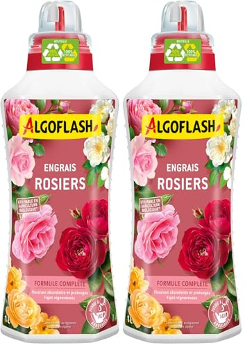 Algoflash Engrais Liquide Rosiers, Utilisable en Agriculture Biologique - 1 L, Marron (Lot de 2)
