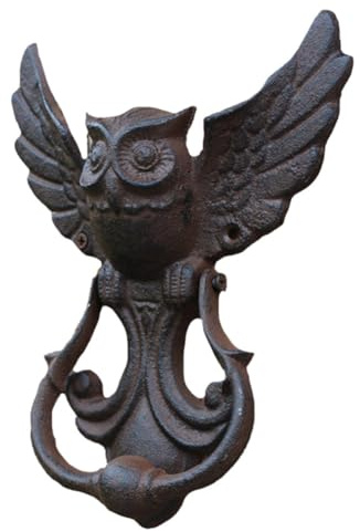 TOMETURE Antiker Türklopfer Eule aus Eisen Vintage Gartentürgriff mit Robustem Material Passend für Hoftüren und Terrassentüren 1 Stück Inklusive Schrauben