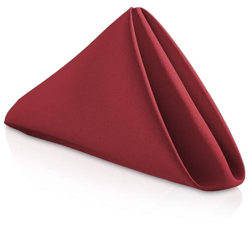 Lann's Linens Set of 12 Cloth Dinner Napkins, 20-inch Polyester Napkins, Washable and Reusable Fabric for Weddings, Hotels, Restaurants - Burgundy