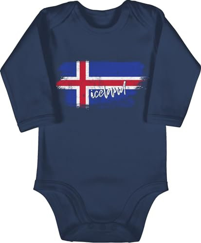 Baby Body langarm Mädchen Junge - 2026 Fussball WM Fanartikel - Island Vintage - 12/18 Monate - Navy Blau - europameisterschaft em fußball fu ball fussball-wm fußball-fanartikel em24 fußballer