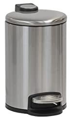 CALITEK 3 Litre Bathroom Pedal Waste Bin Stainless Steel Soft Close Lid Removable Inner Bucket Hands Free Operation (Silver)