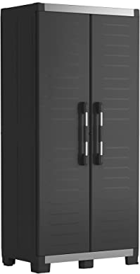 Keter XL Garage Kunststoffschrank, hoch, BxTxH: 89x54x188cm, schwarz/Silber, inkl. 3 höhenverstellbaren Einlegeböden (Tragkraft je 45kg)