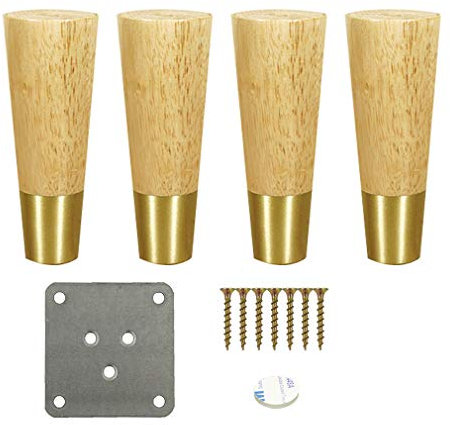 Cone Massivholz Möbelfüße,Eiche Kupfer Sofafüße,Couchtisch Stützfüße,Tischfüße,Kann ein Gewicht von 400 kg Tragen,ein Satz von 4, 10,5-30 cm