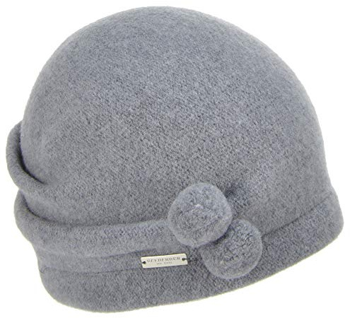 Seeberger Damenmütze aus Beanie aus Wolle, Walkbeanie mit Mini-Pompons, Einheitsgröße, Herbst/Winter