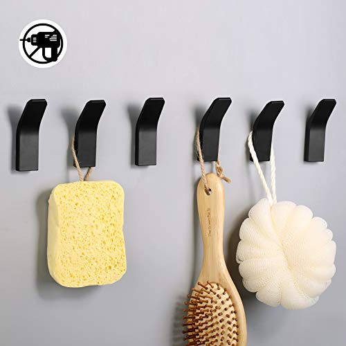 6 Pièces Crochet Adhésif, Crochet Mural Salle de Bains, Porte Serviette Auto-Adhesif support mural pour Peignoir, Cape, Serviette, Clés, Sacs, Maison, Cuisine, Salle de Bain, Aluminium, Nero …