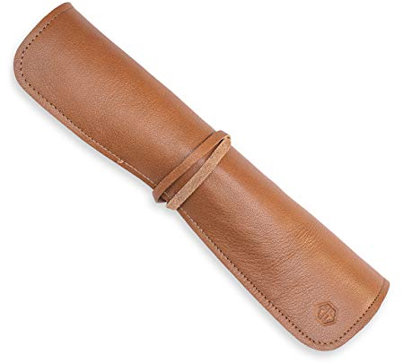 Angus Stoke Noah - Estuche para cuchillos de chef (piel, tamaño grande), marrón, Bolsillo para cuchillos