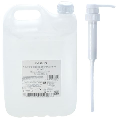 KEFUS Gel Conductor Ultrasonidos 5 Litros | Garrafa Rígida con Válvula Dosificadora | Gel Sanitario y Estético para Ecografía, Radiofrecuencia, IPL y Cavitación | Alta Conductividad y Precisión