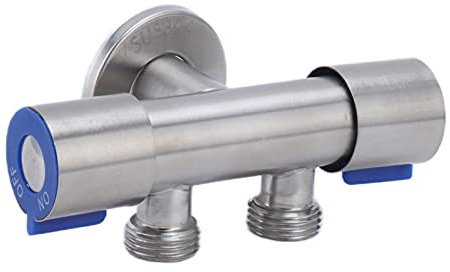 Hapivida Garden Hose Splitter, Stainless Steel Double Handle Water Diverter Valve with G1/2 Thread, 304 Stainless Steel Angle Valve for Washing Machine, Toilet and Outdoor Water Pipe