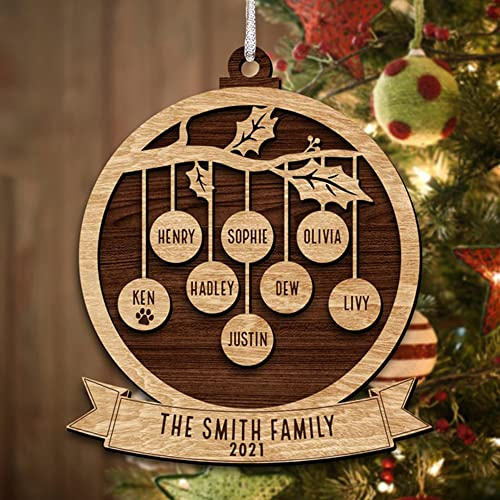 Benutzerdefinierte Namen Holz Stammbaum Weihnachtsschmuck, personalisierte Familiennamen Zeichen, individuelles Geschenk für Mama, für Kinder Beste Geschenkideen für Weihnachten
