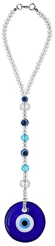 Cobee Evil Eye Car Hanging Ornament - Blue Charm for Rear View Mirror, Beaded Decor Pendant, Amulet for Protection & Blessing (Classic)