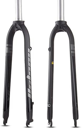 BOLANY Fourche VTT en Alliage D'Aluminium 1-1/8Tube Droit sans Filetage Fourche Avant de Superlight 26/27.5/29 Pouces Frein À Disque Rigide Vélo en Accessoires De Vélo (Noir et Gris, 26/27.5Pouces)