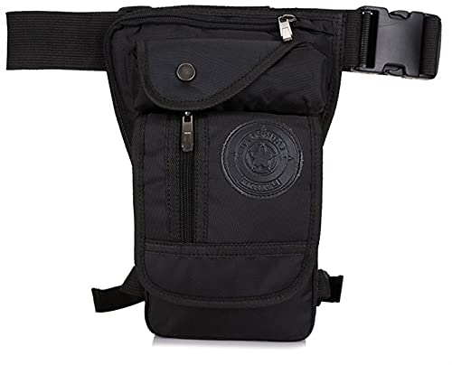 Motorrad Gürteltasche Männer Nylon Cross Body Fanny Bag Motorrad Reiter Hüftgürtel Beinbeutel Reisen Tropfen Oberschenkeltasche Taille Packtasche Hüfttasche (Color : Black)