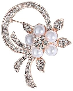 Broche de perlas para mujer, bufanda, abrigo y abrigo, insignia de perlas brillantes, regalo de recuerdo para mujer, Perla, circonita