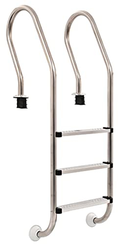LAPOOH Pool-Leiter 3 Stufen, Poolleiter, Pooltreppe, Poolleiterplatte, Pool Zubehör, Pool Treppe, 120 cm Edelstahl 304