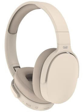 Trevi DJ 12E45 BT Casque sans Fil avec Microphone et Lecteur MP3 intégré, entrée AUX-in, avec Bandeau Pliable, Compatible avec Smartphone et PC, autonomie 5-7 Heures, Recharge en 1-2 Heures, crème