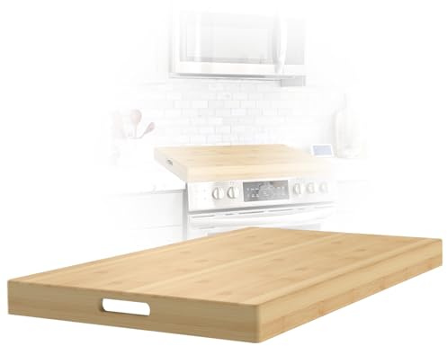 Bamboo Noodle Board Stove Cover for Electric and Gas Stoves - Sink Cover, 30L x 22W x 2.5H - Double-Sided Usable