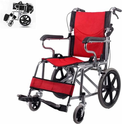 RAYACO Ultraleichter Rollstuhl Faltbar Leicht Reiserollstuhl, Einstellbares Fußstützen, Faltbarer Rollstuhl für die Wohnung, Belastbarkeit 100 kg (Color : B)