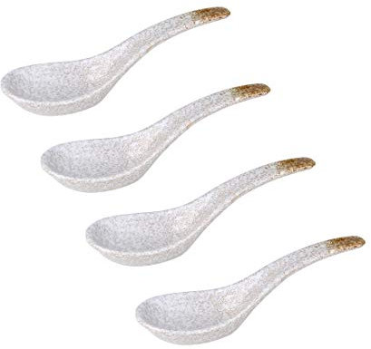 Cucharas soperas Asiáticos cerámica sopa cucharas de té de cucharas 5.3in larga serie de 4 estilo japonés chino de cerámica cucharadas soperas Cucharas de postre (Size : Curved spoon-A)