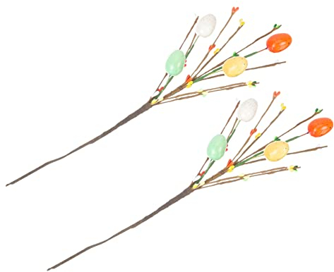 TOPBATHY 2stücke Dekorative Ostereierzweige Künstliche Ostereier Äste Für Frühlingsarrangements Tischdekoration Kränze Und Festlichkeiten Farbenfrohe Deko Für Zuhause Langlebig Und