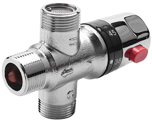 Jevina Válvula mezcladora termostática de cobre macizo de 3/4 vías, calentador de agua caliente solar de 3/4, válvula de regla de temperatura reguladora