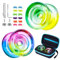 2er Pack Yoyos, Ansprechendes JoJo für Kinder, Finger Spin Yoyo Tricks für Anfänger, Zweifach-JoJo für Erwachsene mit unempfindlichen Yoyo-Lagern, 12 Yo yo-Saiten, Tasche (Grün Gelb + Gradien)
