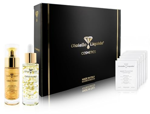 Revival Set – 1 Gesichtsmaske mit Kolloidalem Gold und Hyaluronsäure + 1 Gesichtsöl mit 24 Karat Gold und 7 ätherischen Ölen – Gratis Proben-Set – Jahrestag, Geburtstag, Abschlussfeier