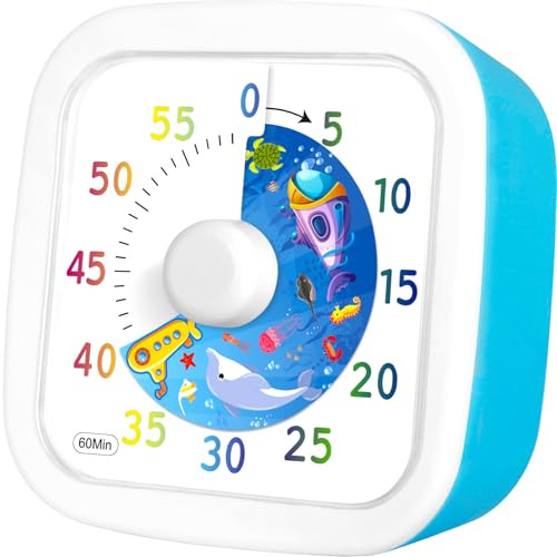 HYOJCWU Temporizador Visual de Cuenta Regresiva 60 Minutos, Silencioso para Cocina, Herramienta de Gestión del Tiempo para Niños y Adultos, Ajuste Rápido