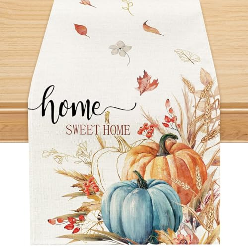 Tischläufer Herbst 40x140cm Kürbisse Tischdecke Herbst, Tischläufer Modern, Herbstdeko Innen und Draußen, Saisonnal Küche Tisch Deko, Thanksgiving Party Deko
