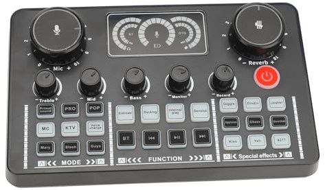 Mélangeur Audio de Carte Son en Direct, Mélangeur Audio Professionnel Portable, Carte Son en Direct, Réduction du Bruit, Carte Son Bluetooth 5.0 avec Effets de Mixage DJ pour PC,