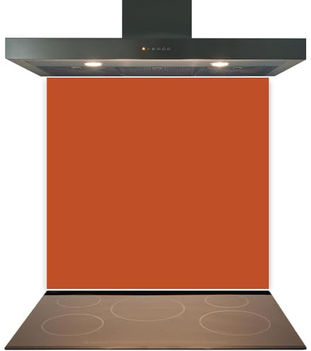 C2G Coloured Toughened Glass Splashback for Kitchen, Tempered Heat-Resistant Glass Splashbacks with Polished Edges for Cooker and Hob Backsplash (Terracotta, 60 x 60cm)
