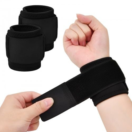 Ehuihuan Handgelenk Bandagen, 2er Pack Handgelenkstütze Handgelenkschoner, Atmungsaktive Handgelenkbandage, Verstellbare Handbandage für Fitness, Kraftsport und Bodybuilding Schwarz