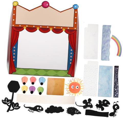 BRIGHTFUFU Kinder Puppentheater Schattenspiel Satz Mit Bastelzubehör Für Kreatives Lernen Interaktives Schattenspiel Bastelset Für Kinder
