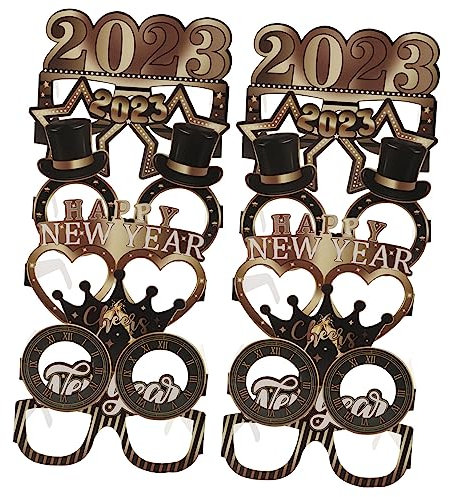 Amosfun 12stücke Silvesterbrillen Partybrillen-Requisiten Aus Papier Brillen-Accessoires Für Feste Und Familienfeiern Farbecht Und Leicht