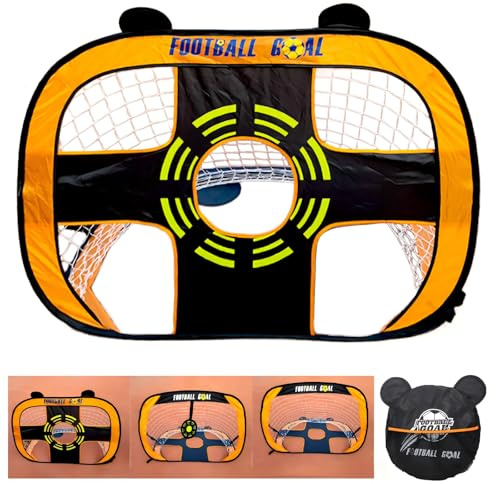 Fussballtore für Garten, 3in1 Pop Up Fußballnetz mit Tragetasche, Kinderfußballtor, Fußball Trainingsset Target Tor mit 5 Zielbereichen, Fussballtor für Erwachsene und Kinder Outdoor,Indoor, 120cm