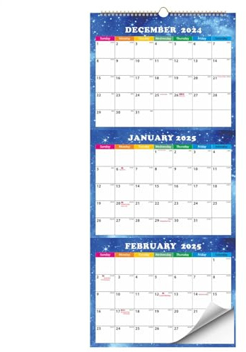 3 månaders kalender 2025 - Väggkalender för mars 2025–2026, 3 månader lång akademisk vertikal kalender, 3 separata planerare, väggkalender 2025 3 månader |