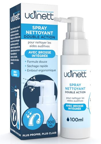 Spray Limpiador para Audífonos con Cepillo Integrado Udinett Sanitizante 100ml para Limpiar Auriculares Bluetooth Fórmula Sin Alcohol Elimina el Cerumen y la Suciedad con Efecto Inmediato