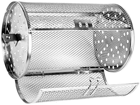 IWOWHERO Edelstahl Grillkorb Für Pommes Gemüse Grillkäfig Rotierender Backkäfig Rösterkorb Zum Grillen Kochen