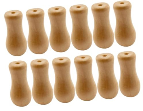 HAWILLOSCH 12pcs Wooden Curtain Accessories Yellow Wooden Weights for Bamboo Roller Blinds Decorative Pull Cord Knobs Suitable for Home and Office Curtains