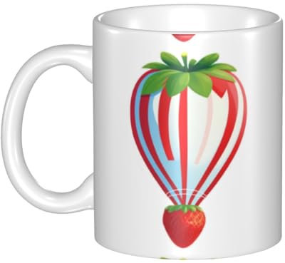 Gpkgsigt Gigante fragola mongolfiera Stampa tazza in ceramica Tazze per cappuccino, latte, cereali, yogurt, latte, bevande calde o fredde Forno a microonde