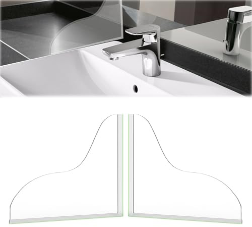 Dongnesi 2 PCS Shower Splash Guard, 8.3x7.3 In Bath Splash Guard, Acrylic Clear Self Adhesive Shower Water Guards to Keep Water in Sink, Preventing Kitchen Sink Liquid from Splashing