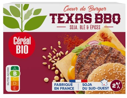 CEREAL BIO – Cœur de Burger Saveur Texas BBQ, Goût Authentique et Tendre (Paquet 160g) - Lot de 3 - vendu par Lot