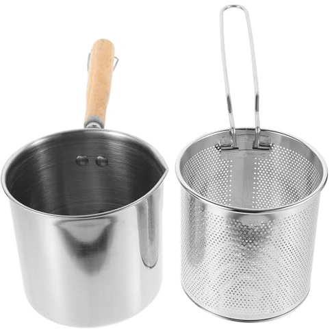 CIYODO Friteuse Tempura Inox Petite Avec Panier Résistant Pratique Pour Cuisine Quotidienne