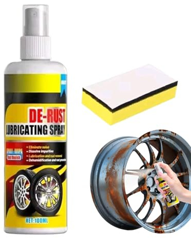 Spray Quitaóxido | 100ml Aerosol para Manchas De Llantas con Esponja | Spray Quitaóxido De Uso General | para Garaje Coche Exterior Entrada De Vehículos Bajos del Coche Disco De Freno Baño Cocina