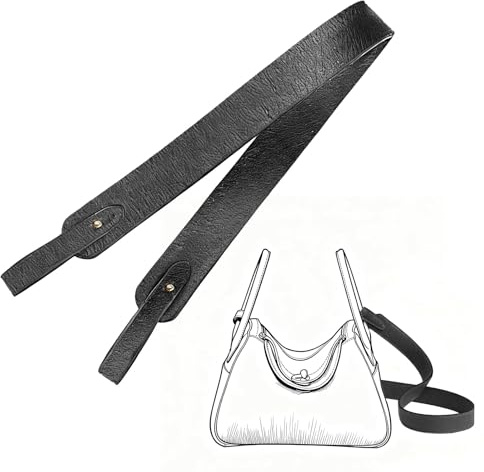 MMDOCO Handgefertigter Leder-Schulterriemen, passend für Picotin, Lindy und Evelyne Taschen, 67 cm lang, mit goldfarbenen Metallbeschlägen. Ersatz-Schulterriemen für Handtaschen(Schwarz)