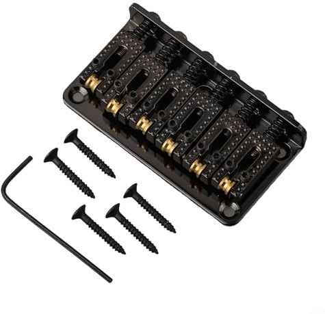 Feste Hardtail-Sattelbrücke für 6-saitige Gitarre, Metall-Saitenhalter für E-Gitarre, kompatibel mit ST-Style-Gitarren, 69 x 39 (schwarz)