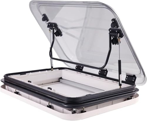 XDLYWUZIQ Motorhome roof vent, motorhome windows and skylights, universal roof hatch for motorhomes, motorhome roof cover, large caravan roof window ventilation kit with LED lights 70x50cm