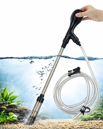 TETSMG Mulmsauger Aquarium, Aquarium Sauger mit Siphon für Wasserwechsel, Mulmglocke Kiesreiniger Wasserwechsel mit 2 m Schlauch für Kies & Sand Reinigung, Aquarium Reiniger Zubehör Reinigungsset
